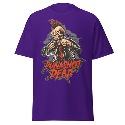 Punk Rock Skull T-Shirt - PUNK'S NOT DEAD Tee - Purple - T-Shirts Online