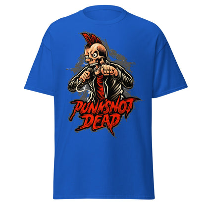 Punk Rock Skull T-Shirt - PUNK'S NOT DEAD Tee - Royal - T-Shirts Online