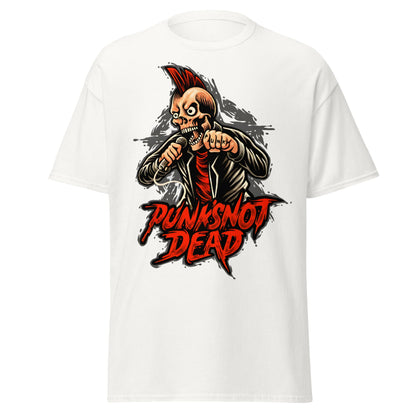 Punk Rock Skull T-Shirt - PUNK'S NOT DEAD Tee - White - T-Shirts Online