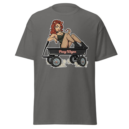 Pussy Wagon Pin - Up Adult Humor T-Shirt - Charcoal - T-Shirts Online