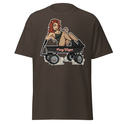 Pussy Wagon Pin - Up Adult Humor T-Shirt - Dark Chocolate - T-Shirts Online