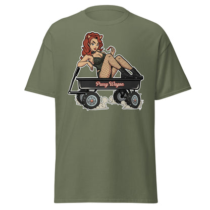 Pussy Wagon Pin - Up Adult Humor T-Shirt - Military Green - T-Shirts Online