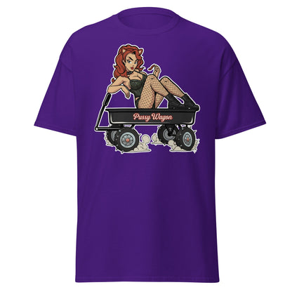 Pussy Wagon Pin - Up Adult Humor T-Shirt - Purple - T-Shirts Online