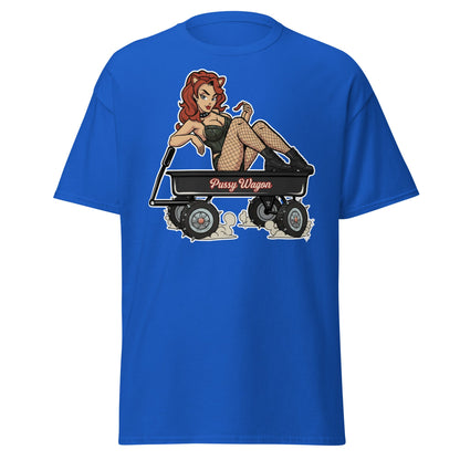 Pussy Wagon Pin - Up Adult Humor T-Shirt - Royal - T-Shirts Online