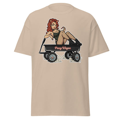 Pussy Wagon Pin - Up Adult Humor T-Shirt - Sand - T-Shirts Online