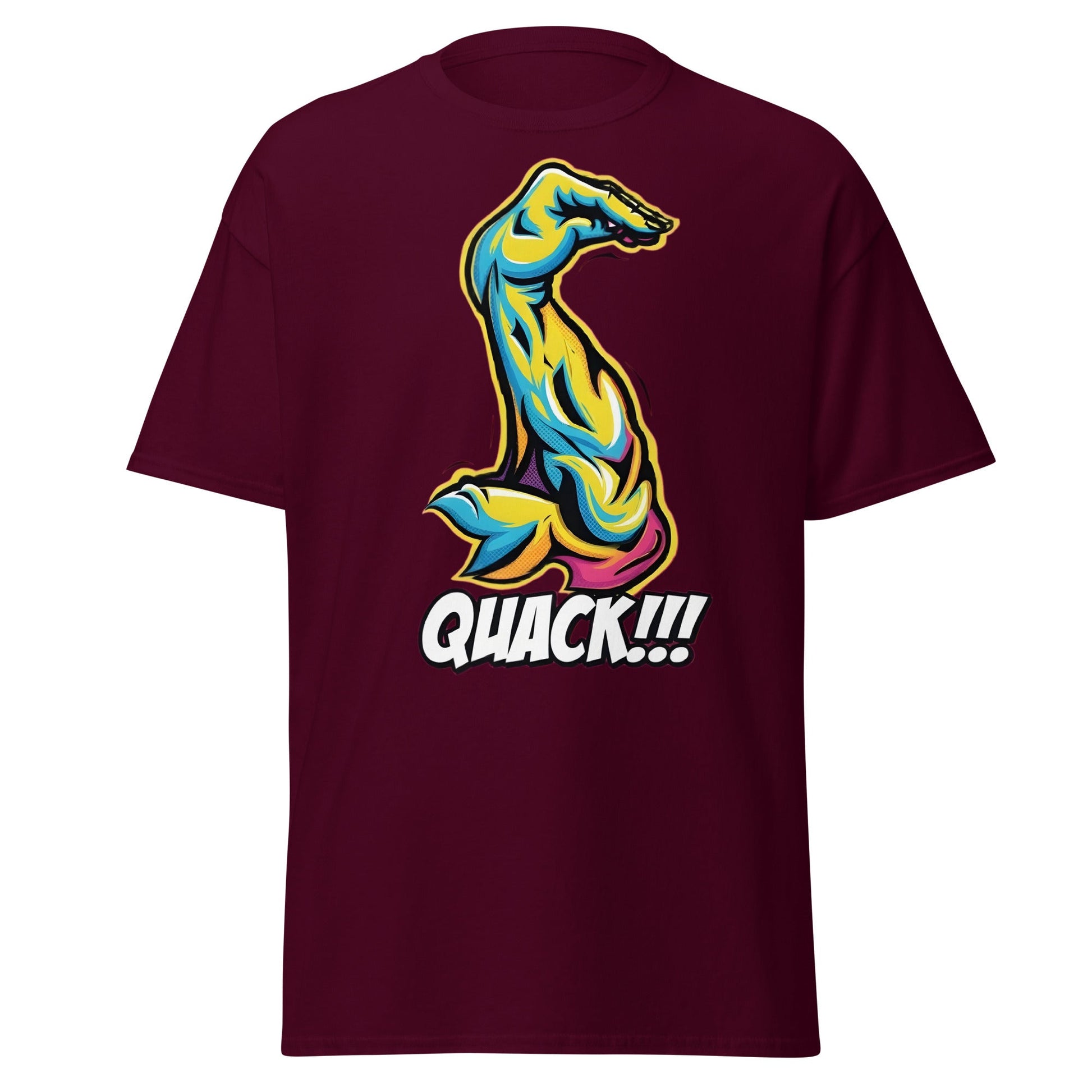 Quack Muscle Graphic Tee – Funny Optical Illusion Shirt - Maroon - T-Shirts Online