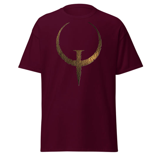 Quake Retro Logo T-Shirt - 90s FPS Gaming Tee - Maroon - T-Shirts Online
