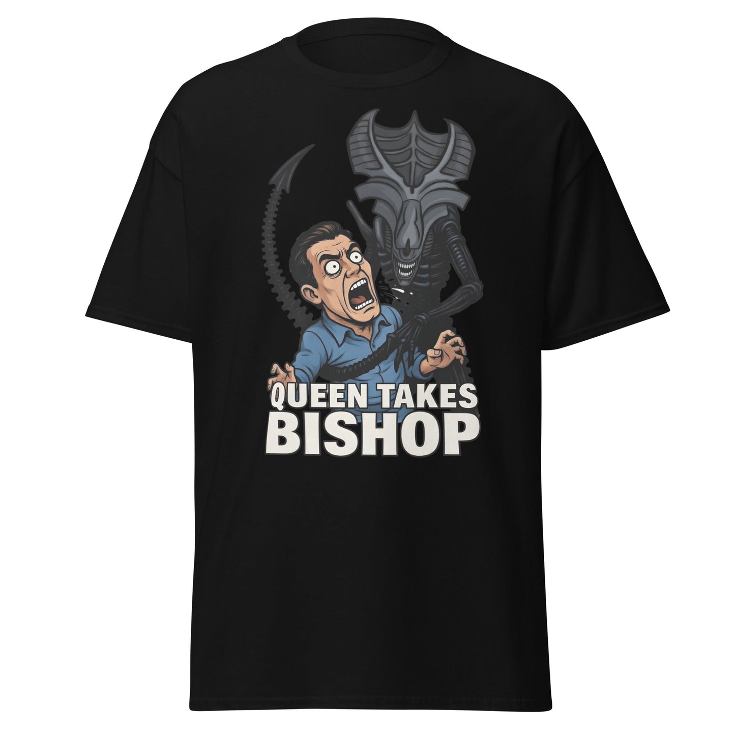 Queen Takes Bishop T-Shirt | Aliens Movie Chess Parody Tee - Black - T-Shirts Online