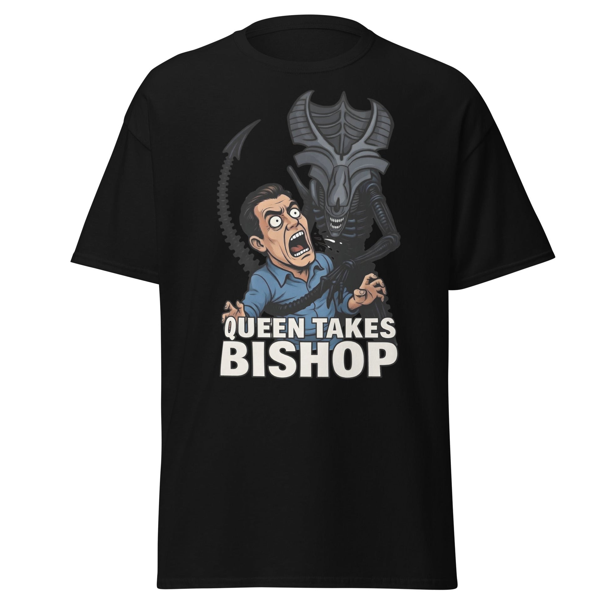 Queen Takes Bishop T-Shirt | Aliens Movie Chess Parody Tee - Black - T-Shirts Online