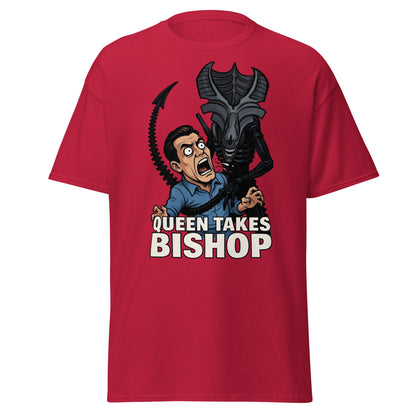 Queen Takes Bishop T-Shirt | Aliens Movie Chess Parody Tee - Cardinal - T-Shirts Online