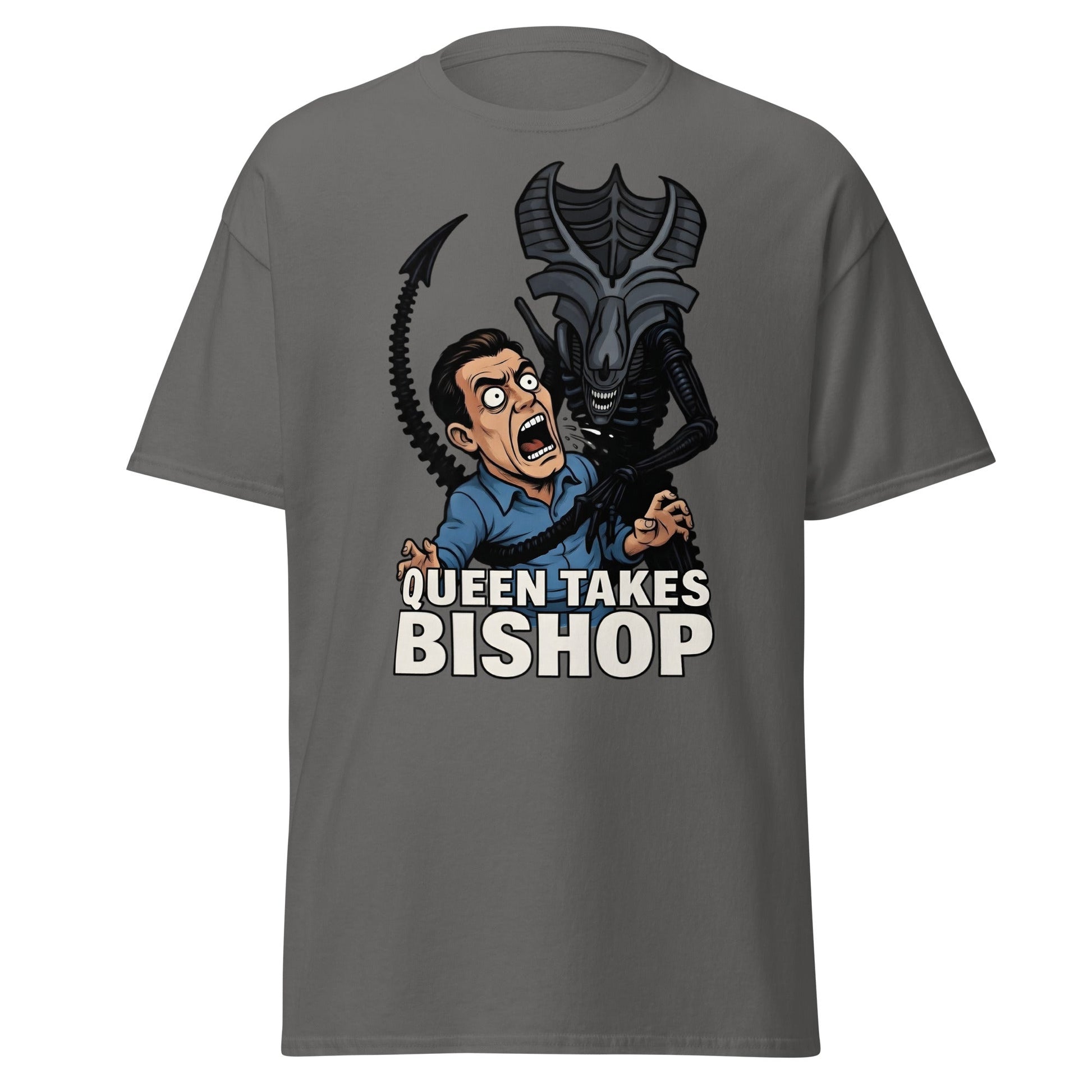 Queen Takes Bishop T-Shirt | Aliens Movie Chess Parody Tee - Charcoal - T-Shirts Online