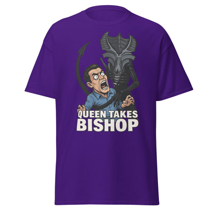 Queen Takes Bishop T-Shirt | Aliens Movie Chess Parody Tee - Purple - T-Shirts Online