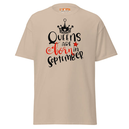 Queens Are Born in September T-Shirt | Birthday Tee - Sand - T-Shirts Online