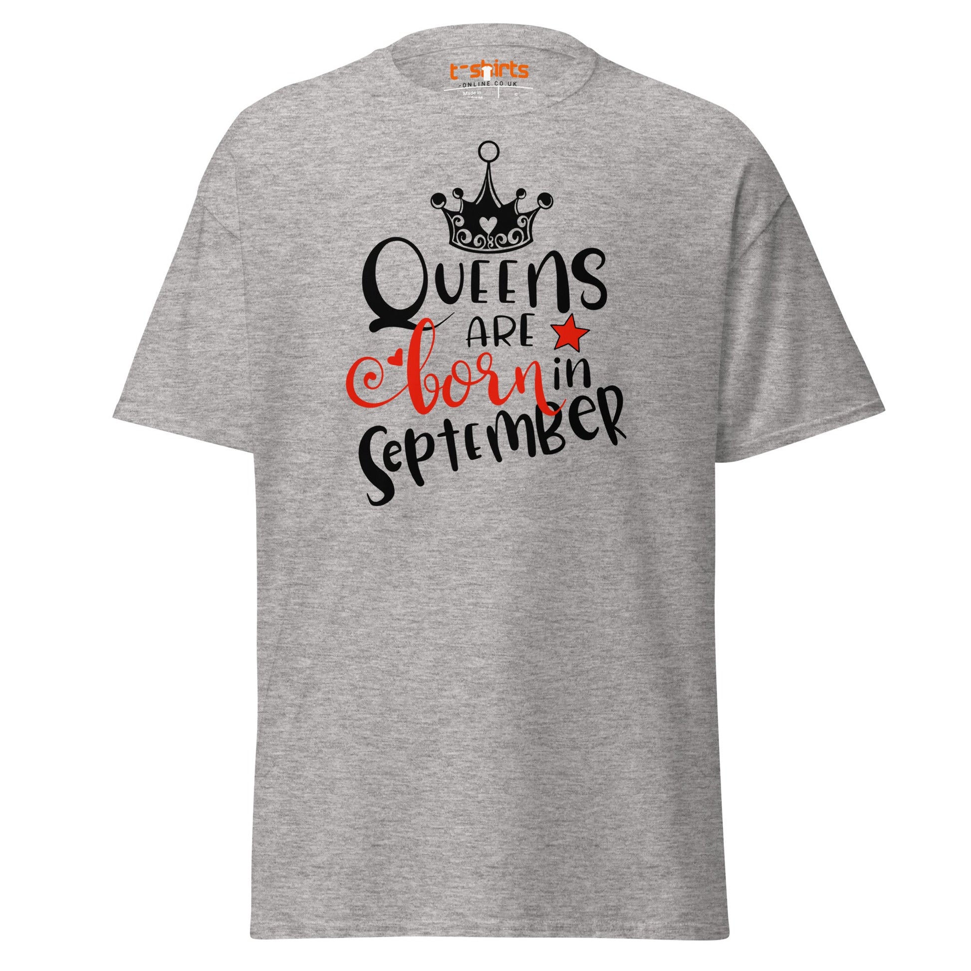 Queens Are Born in September T-Shirt | Birthday Tee - Sport Grey - T-Shirts Online