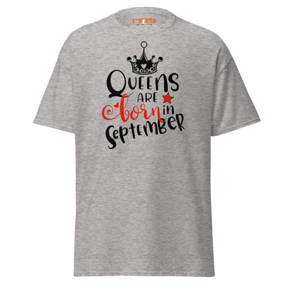 Queens Are Born in September T-Shirt | Birthday Tee - Sport Grey - T-Shirts Online