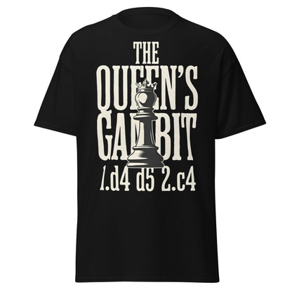 Queen's Gambit Chess T-Shirt - 1.d4 d5 2.c4 Opening Tee - Black - T-Shirts Online