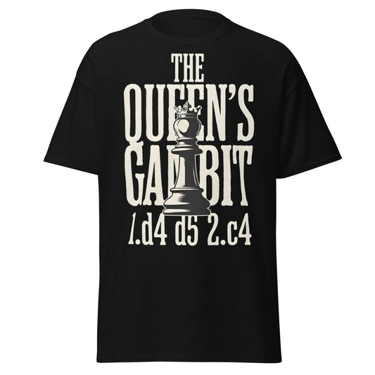 Queen's Gambit Chess T-Shirt - 1.d4 d5 2.c4 Opening Tee - Black - T-Shirts Online