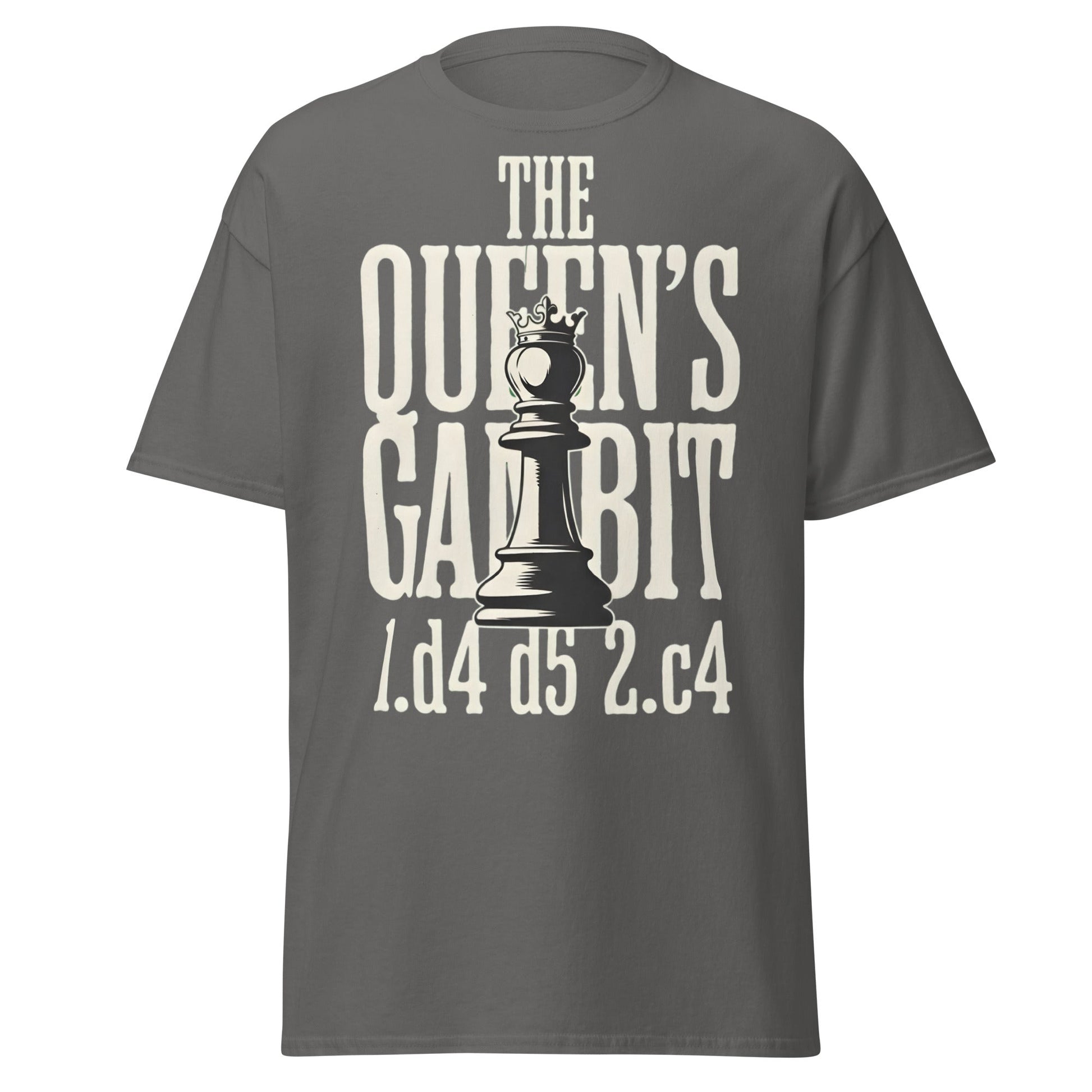Queen's Gambit Chess T-Shirt - 1.d4 d5 2.c4 Opening Tee - Charcoal - T-Shirts Online