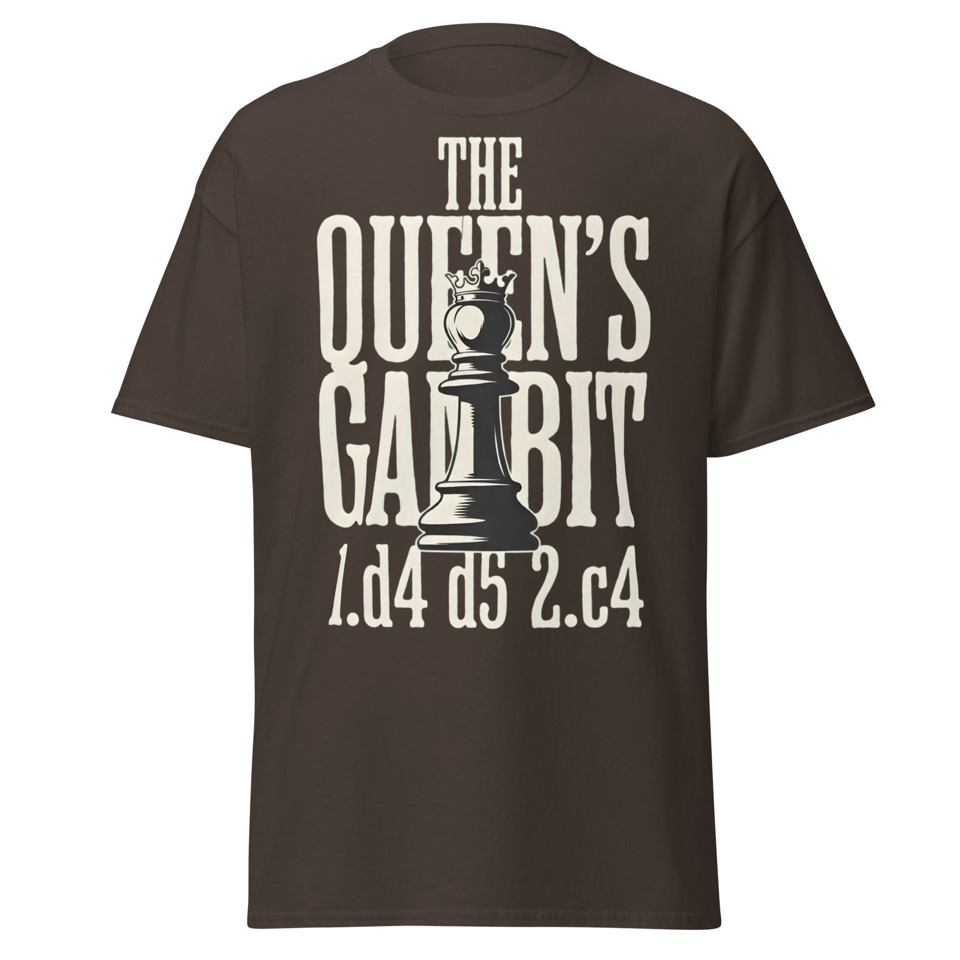 Queen's Gambit Chess T-Shirt - 1.d4 d5 2.c4 Opening Tee - Dark Chocolate - T-Shirts Online
