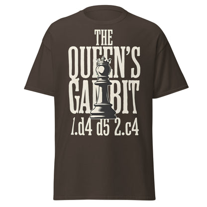Queen's Gambit Chess T-Shirt - 1.d4 d5 2.c4 Opening Tee - Dark Chocolate - T-Shirts Online