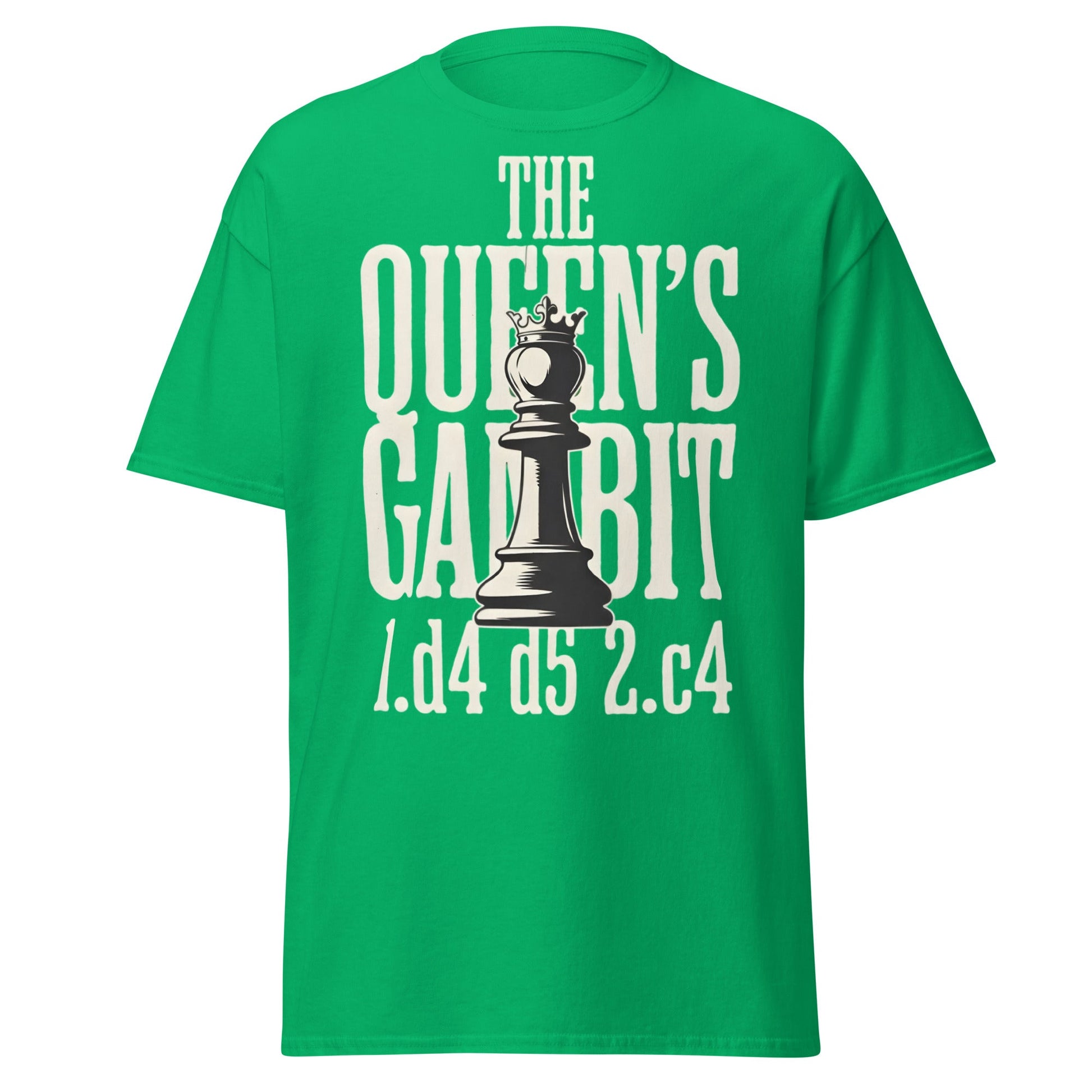 Queen's Gambit Chess T-Shirt - 1.d4 d5 2.c4 Opening Tee - Irish Green - T-Shirts Online