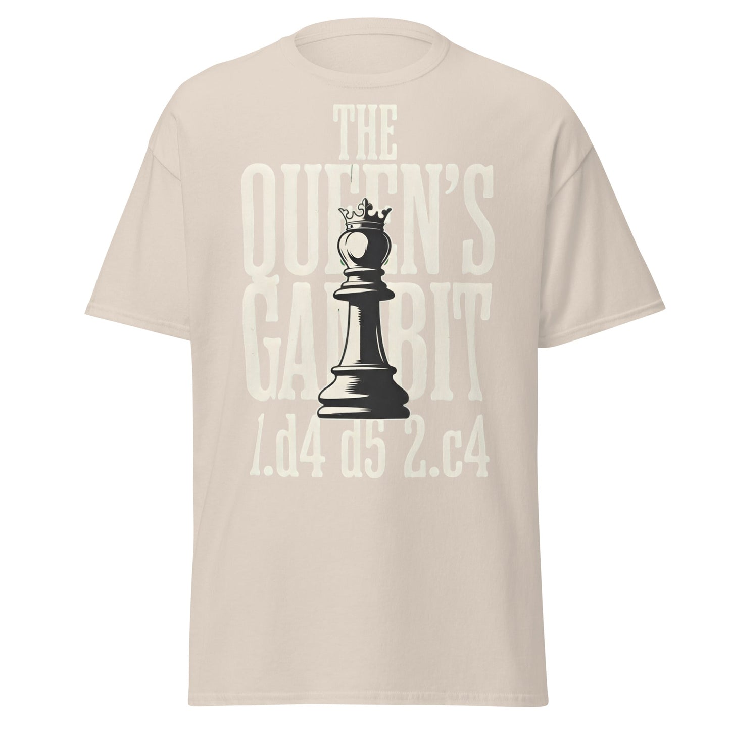 Queen's Gambit Chess T-Shirt - 1.d4 d5 2.c4 Opening Tee - Natural - T-Shirts Online