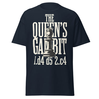 Queen's Gambit Chess T-Shirt - 1.d4 d5 2.c4 Opening Tee - Navy - T-Shirts Online