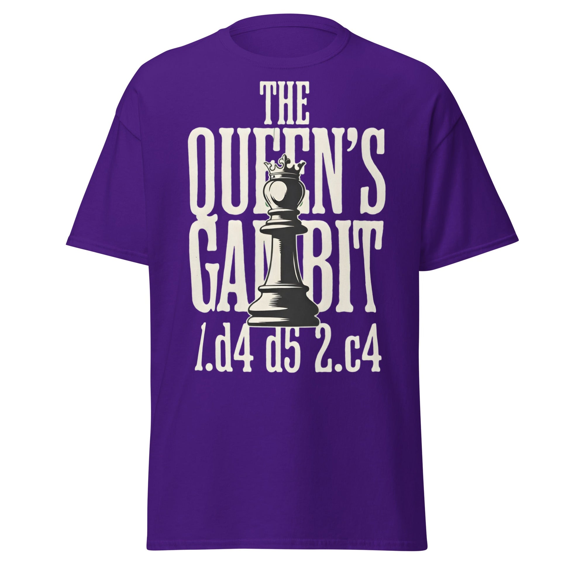 Queen's Gambit Chess T-Shirt - 1.d4 d5 2.c4 Opening Tee - Purple - T-Shirts Online