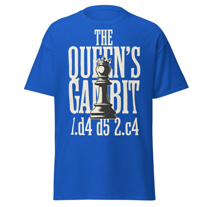 Queen's Gambit Chess T-Shirt - 1.d4 d5 2.c4 Opening Tee - Royal - T-Shirts Online