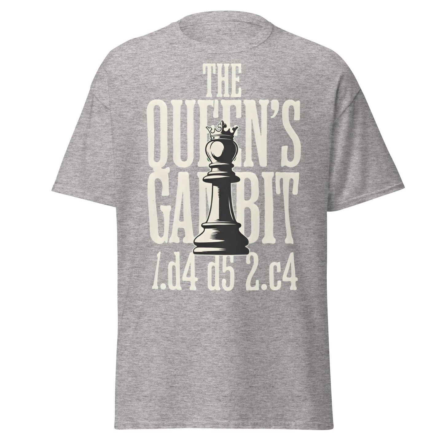 Queen's Gambit Chess T-Shirt - 1.d4 d5 2.c4 Opening Tee - Sport Grey - T-Shirts Online