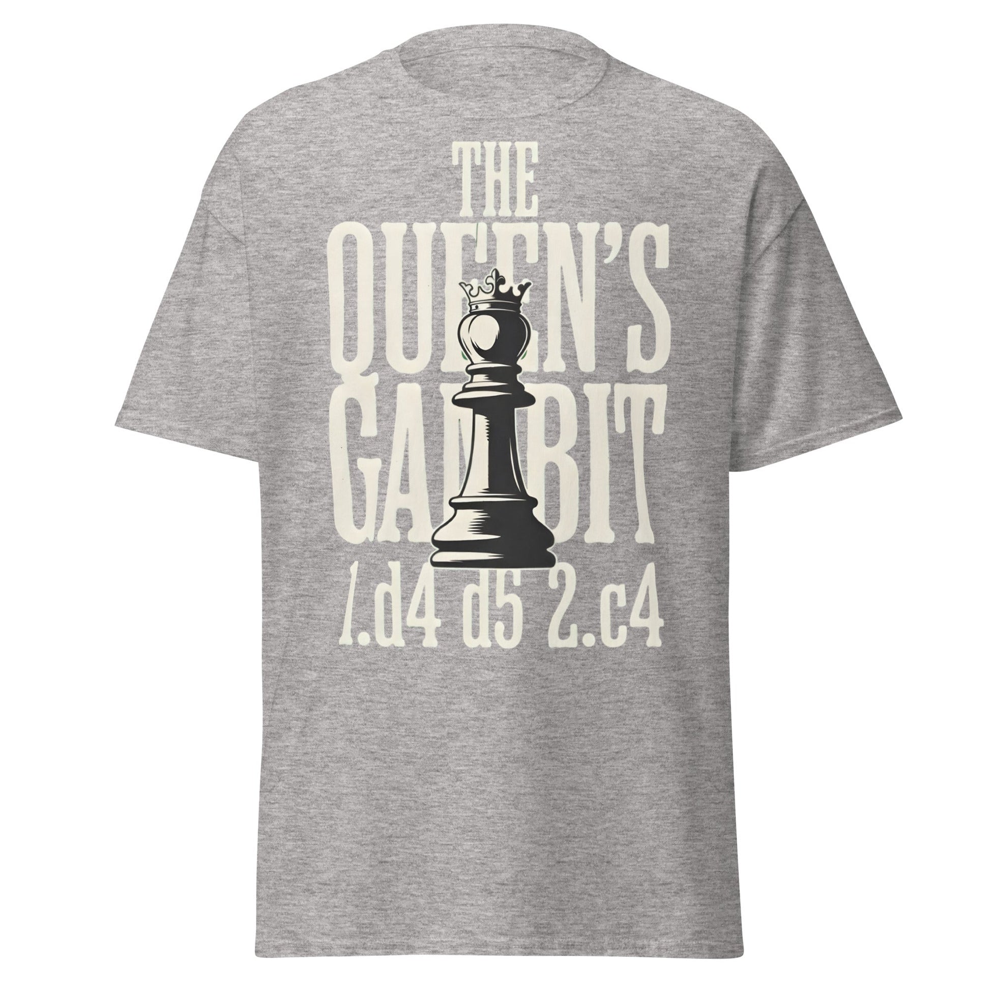 Queen's Gambit Chess T-Shirt - 1.d4 d5 2.c4 Opening Tee - Sport Grey - T-Shirts Online