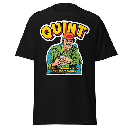 Quint T-Shirt - Here's to Swimmin' with Bow Legged Women - Black - T-Shirts Online