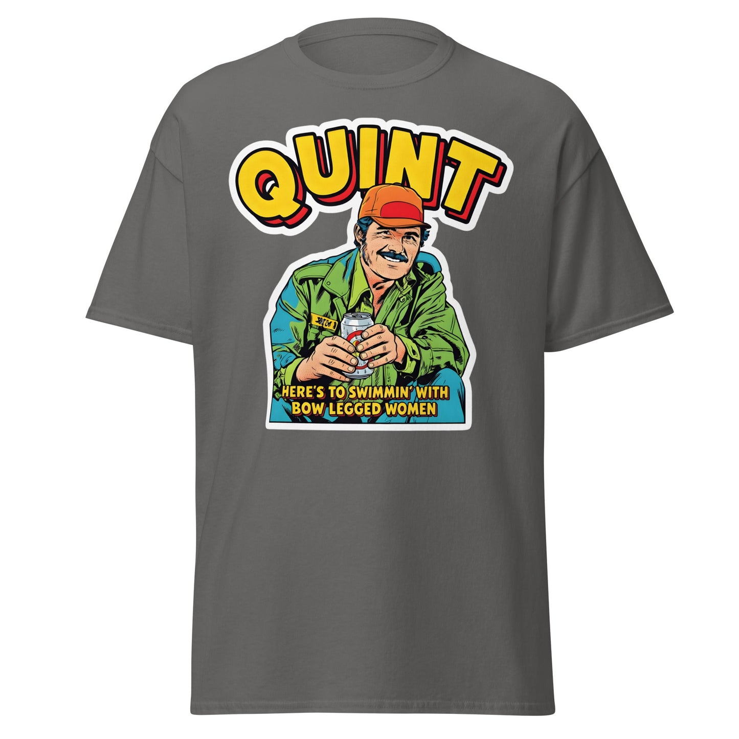 Quint T-Shirt - Here's to Swimmin' with Bow Legged Women - Charcoal - T-Shirts Online