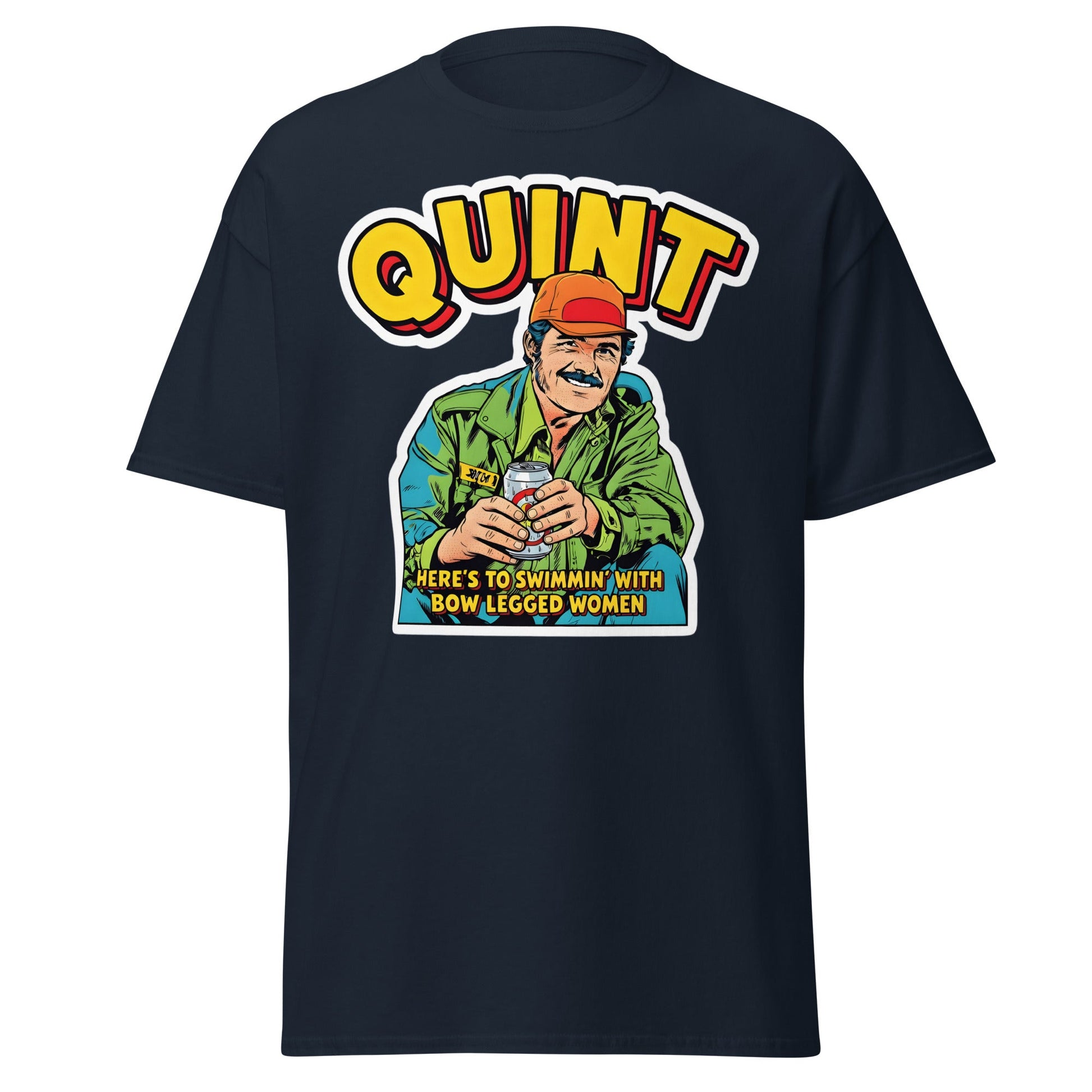 Quint T-Shirt - Here's to Swimmin' with Bow Legged Women - Navy - T-Shirts Online