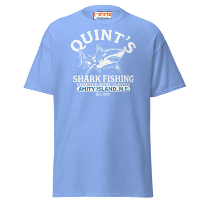 Quint’s Shark Fishing Tee – Retro Ocean Adventure Shirt - Carolina Blue - T-Shirts Online