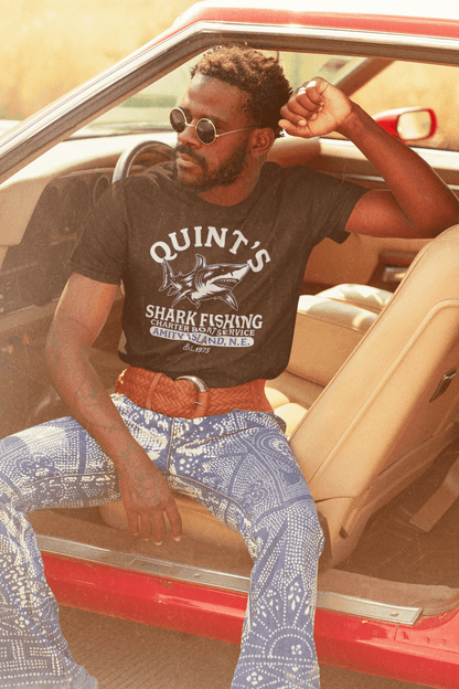 Quint’s Shark Fishing Tee – Retro Ocean Adventure Shirt - Gold - T-Shirts Online