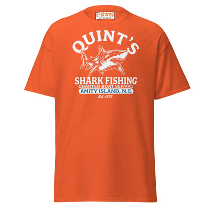Quint’s Shark Fishing Tee – Retro Ocean Adventure Shirt - Orange - T-Shirts Online