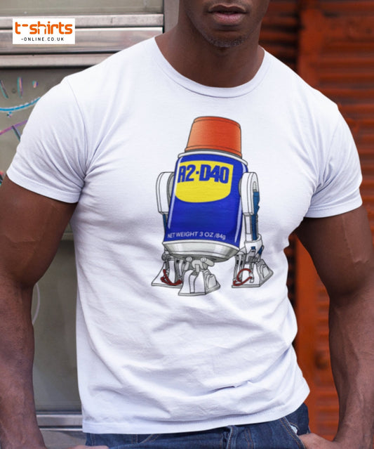 R2 - D40 WD - 40 Droid Parody T-Shirt - Black - T-Shirts Online