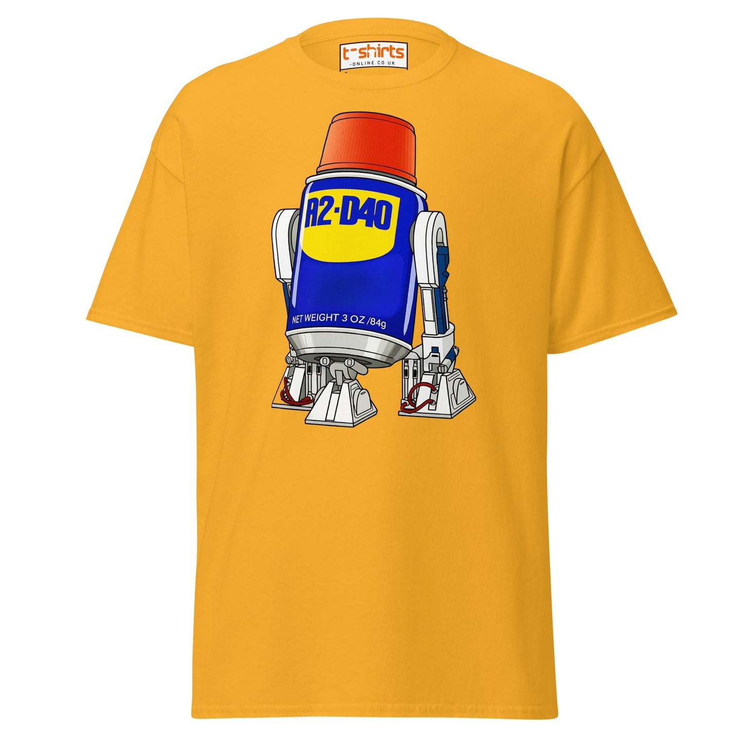 R2 - D40 WD - 40 Droid Parody T-Shirt - Gold - T-Shirts Online