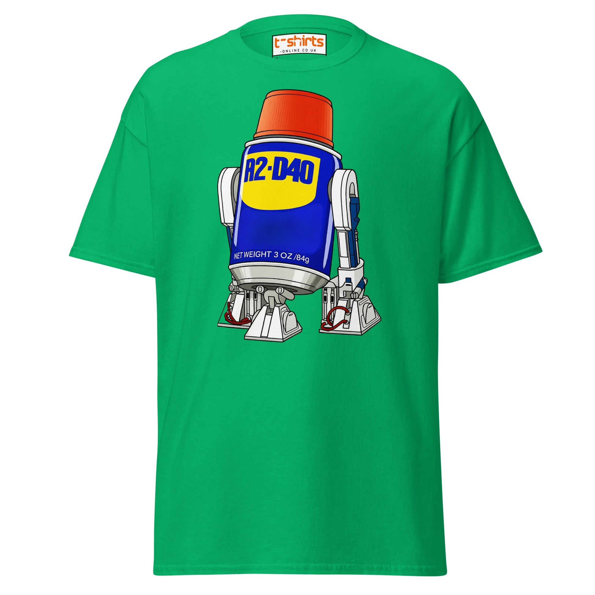 R2 - D40 WD - 40 Droid Parody T-Shirt - Irish Green - T-Shirts Online
