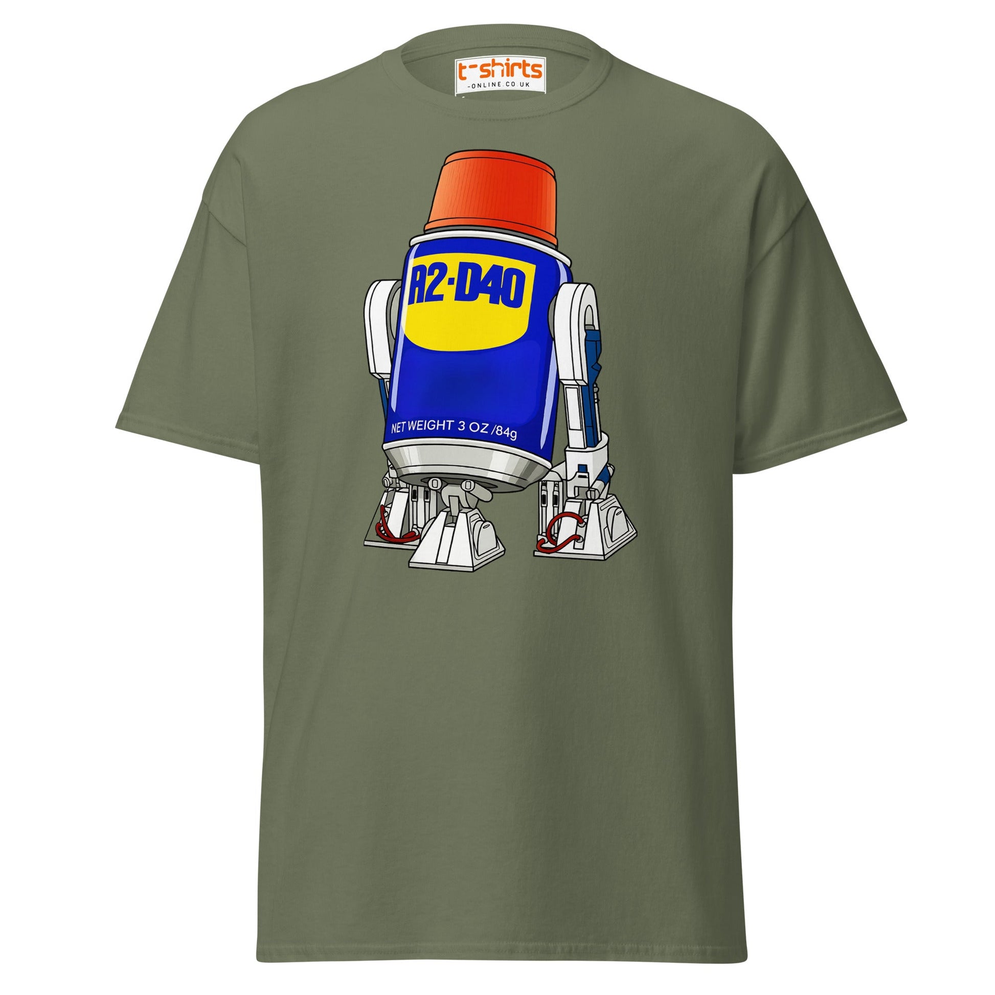 R2 - D40 WD - 40 Droid Parody T-Shirt - Military Green - T-Shirts Online