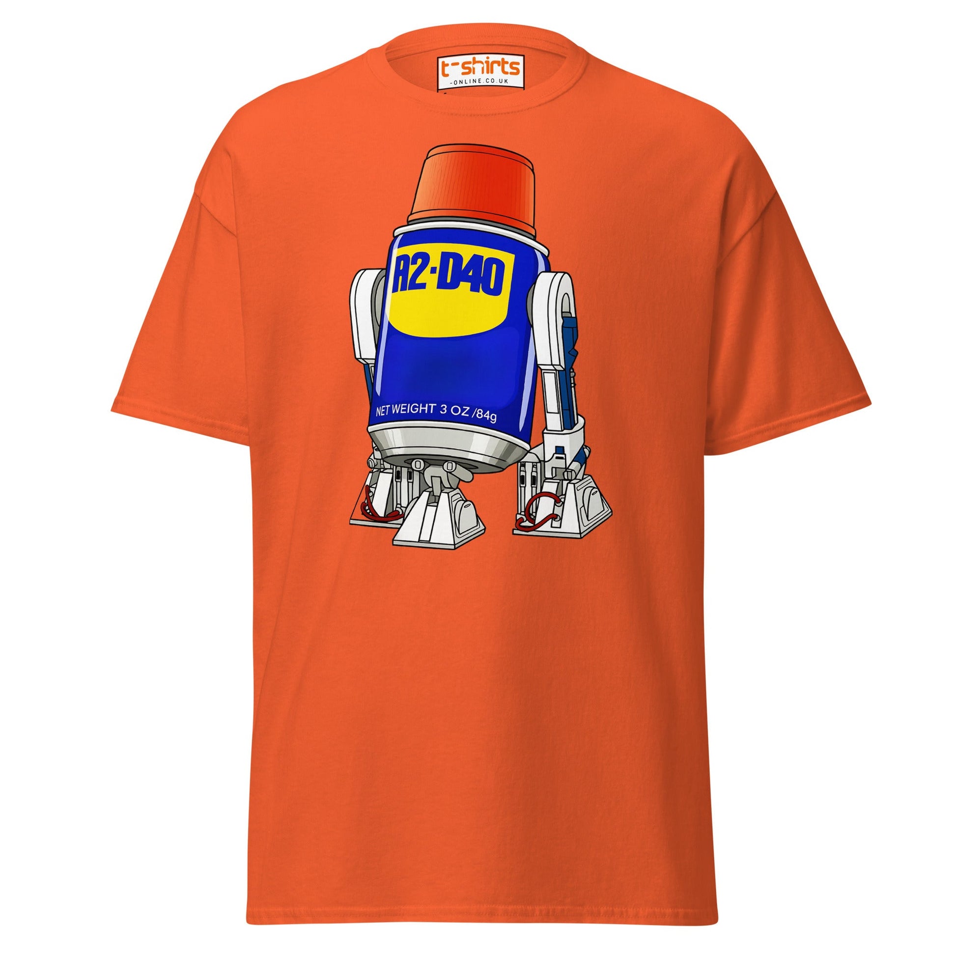 R2 - D40 WD - 40 Droid Parody T-Shirt - Orange - T-Shirts Online