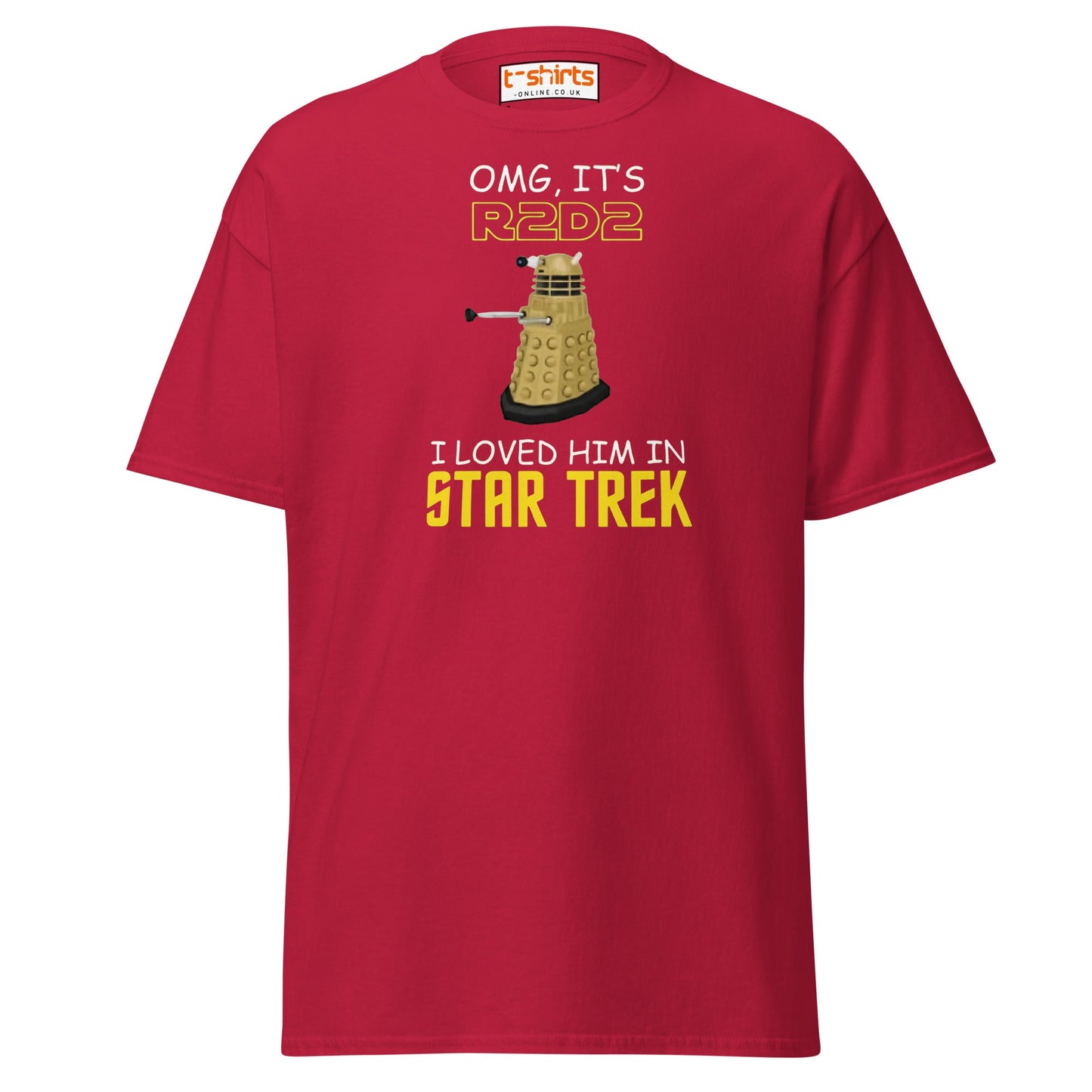 R2D2 Star Trek Parody T-Shirt – Funny Sci - Fi Tee - Cardinal - T-Shirts Online