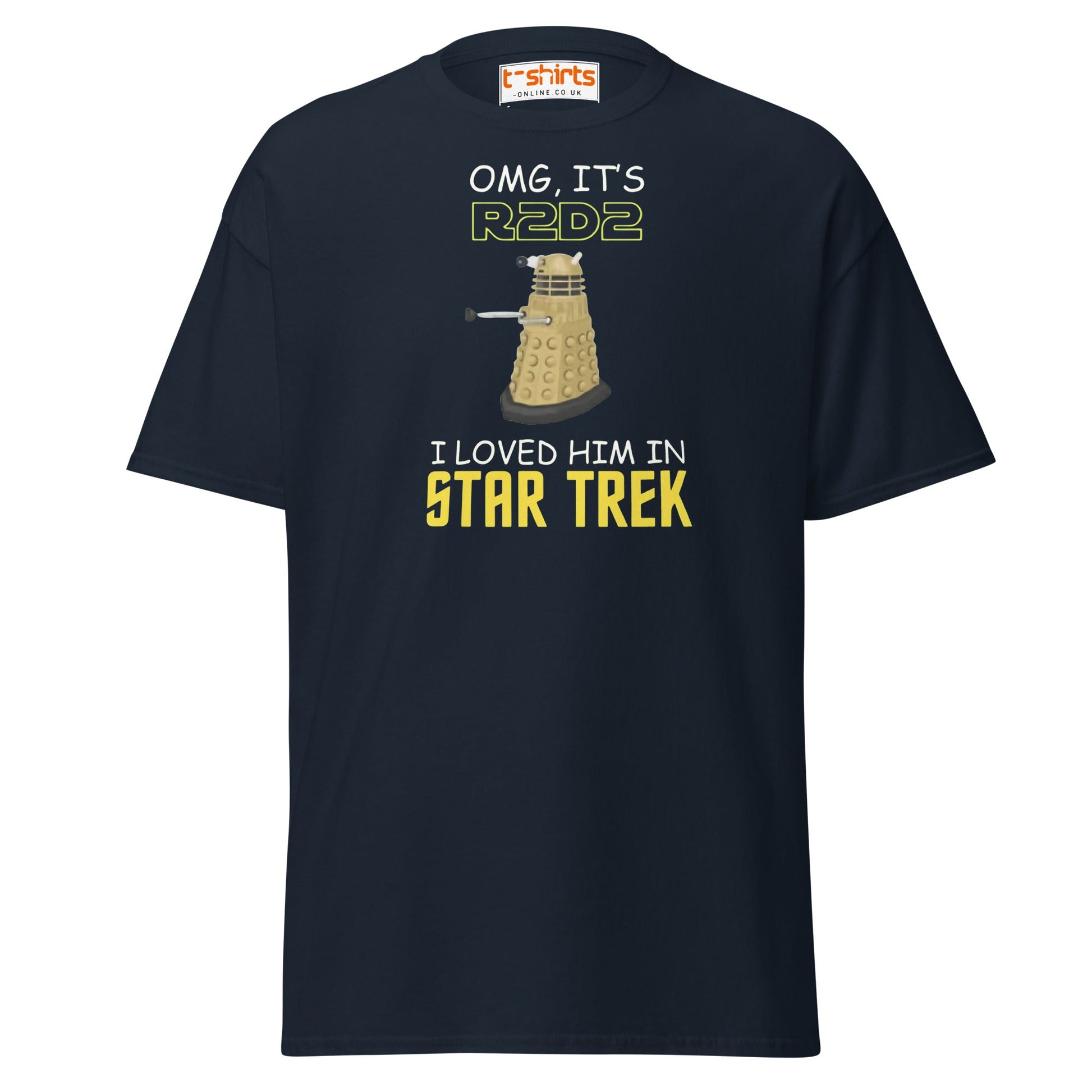 R2D2 Star Trek Parody T-Shirt – Funny Sci - Fi Tee - Navy - T-Shirts Online
