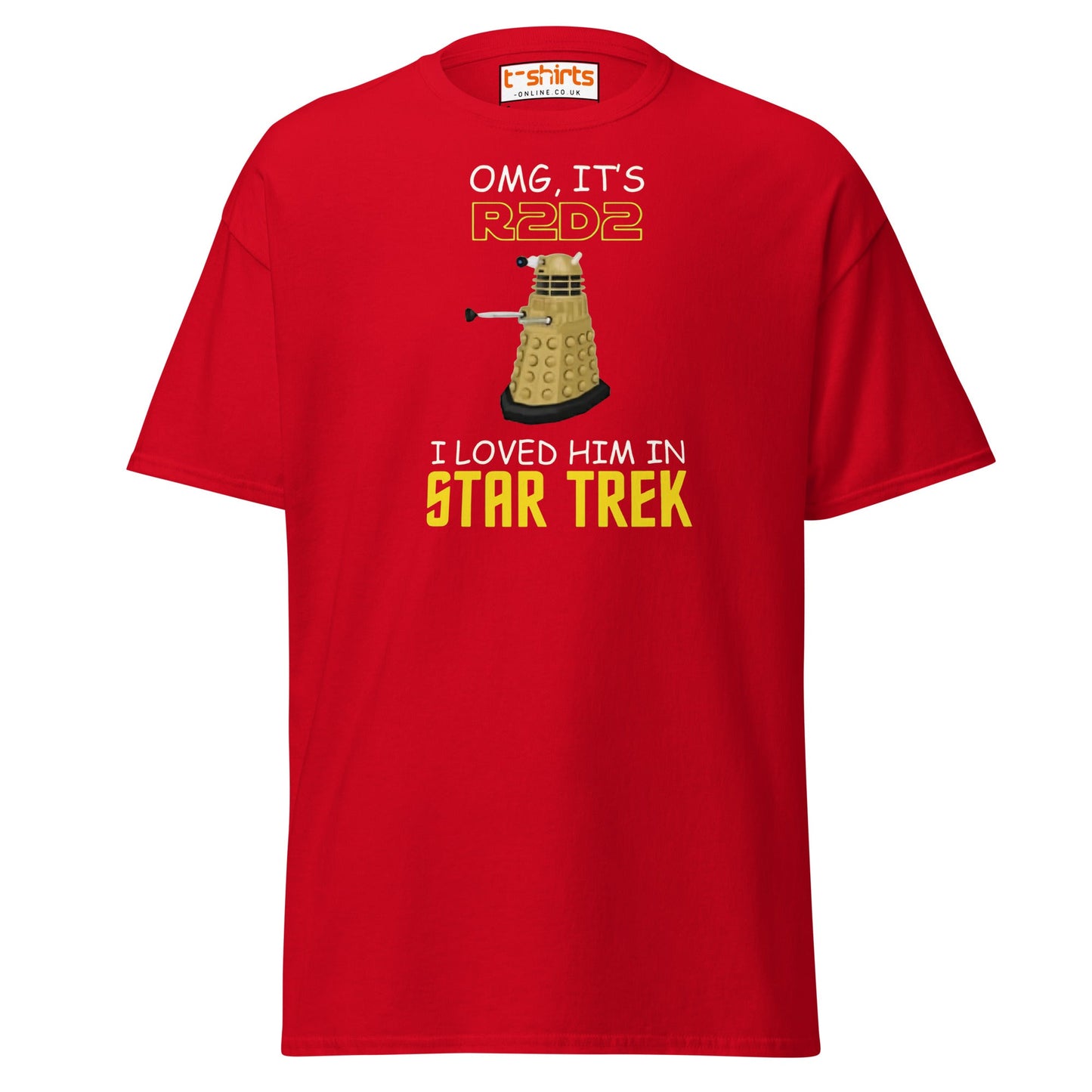 R2D2 Star Trek Parody T-Shirt – Funny Sci - Fi Tee - Red - T-Shirts Online