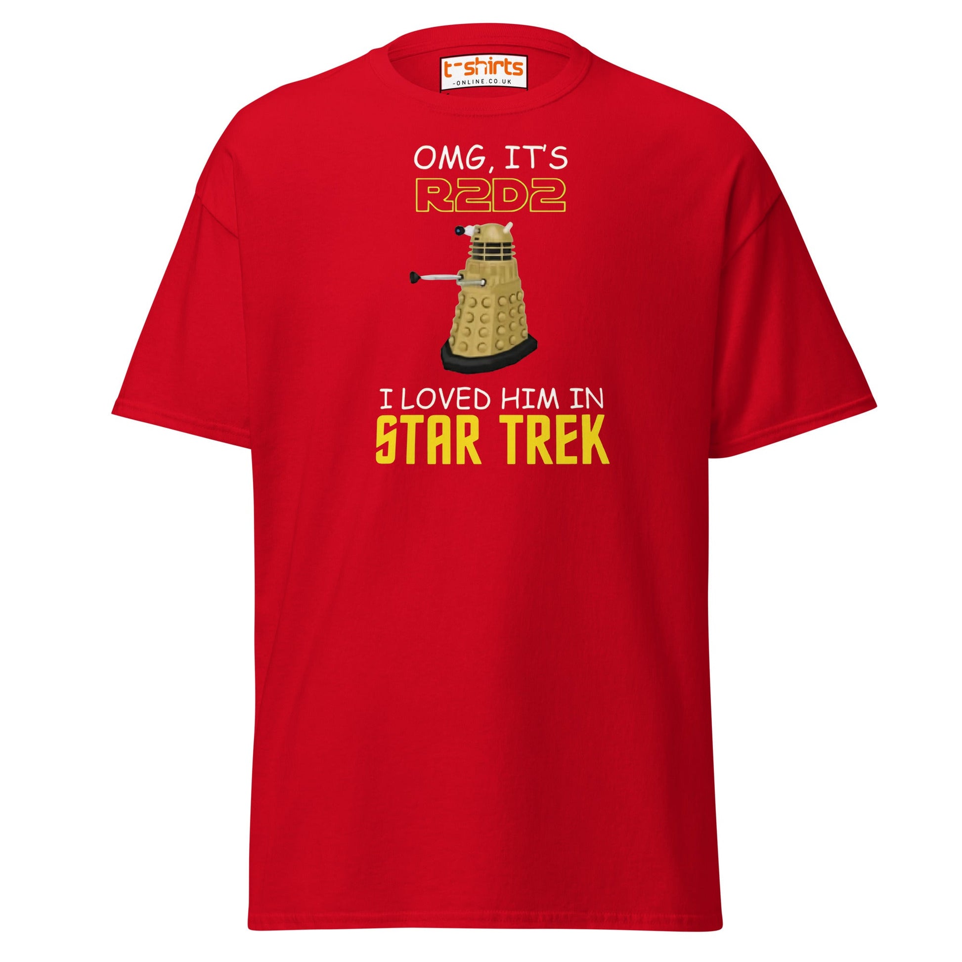 R2D2 Star Trek Parody T-Shirt – Funny Sci - Fi Tee - Red - T-Shirts Online