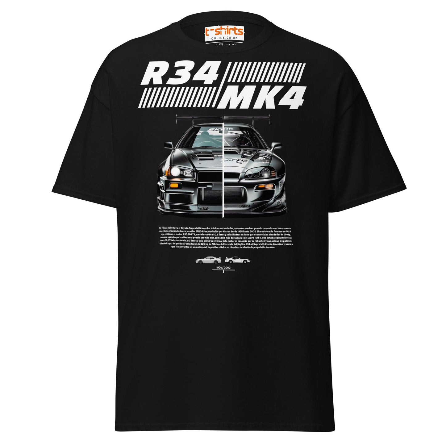 R34 vs MK4 T-Shirt | JDM Icons Side - by - Side Car Tee - Black - T-Shirts Online