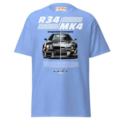 R34 vs MK4 T-Shirt | JDM Icons Side - by - Side Car Tee - Carolina Blue - T-Shirts Online