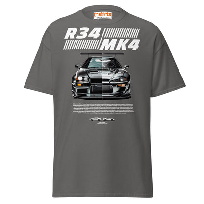 R34 vs MK4 T-Shirt | JDM Icons Side - by - Side Car Tee - Charcoal - T-Shirts Online