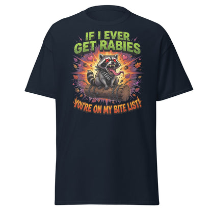 Rabid Raccoon T-Shirt - If I Ever Get Rabies Bite List - Navy - T-Shirts Online